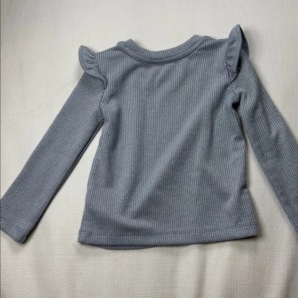 GAP Glitter blue Ruffle Long‎ Sleeve Tee